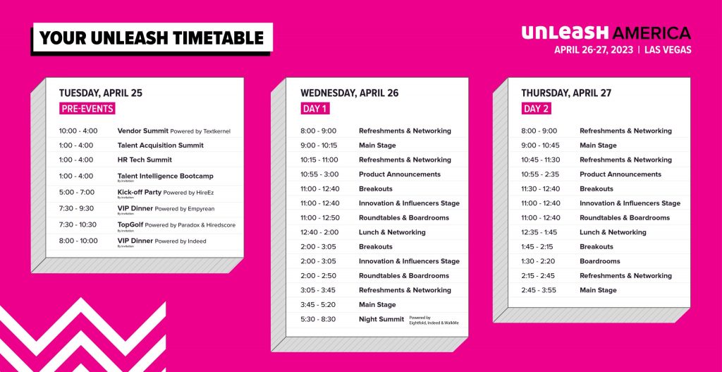 UNLEASH America 2023 timetable