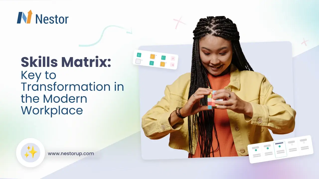Skills Matrix Article Cover Showing A Young Woman Playing With a Rubik Cube