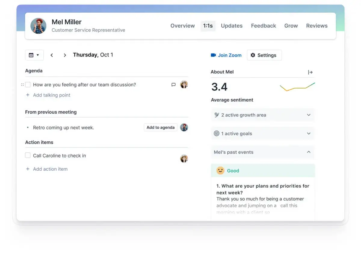 Lattice Product Intrerface Showing 1:1s Snapshot